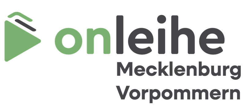 Weißes Logo der Onleihe Mecklenburg-Vorpommern auf blauem Hintergrund
